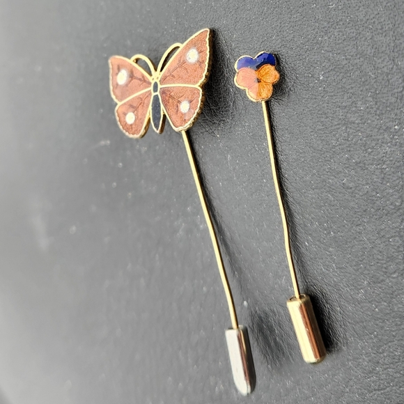 Two Stick Pins - Butterfly and Pansy - Picture 2 of 5